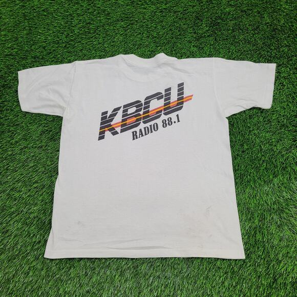 Vintage 90s KBCU-FM Radio 88.1 Shirt Womens Medium 20x24 White - Picture 1 of 16